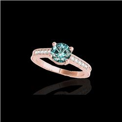 1.75 ctw SI Certified Blue Diamond Solitaire Antique Ring 10K Rose Gold