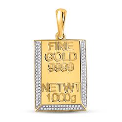 10kt Yellow Gold Mens Round Diamond Kilo Gold Bar Charm Pendant 3/8 Cttw