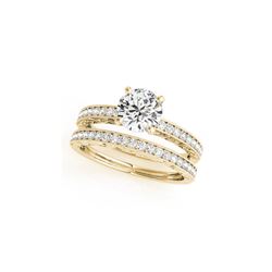 1.38 ctw Certified VS/SI Diamond 2pc Wedding Set Antique 14K Yellow Gold