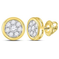 14kt Yellow Gold Round Diamond Circle Cluster Stud Earrings 1/2 Cttw