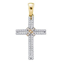 10kt Yellow Gold Round Diamond Bound Cross Pendant 1/5 Cttw