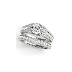 2.11 ctw Certified VS/SI Diamond 2pc Wedding Set Antique 14K White Gold