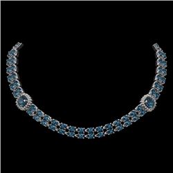 39.55 ctw London Topaz & Diamond Necklace 14K White Gold