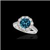 Image 1 : 2 ctw SI Certified Fancy Blue Diamond Solitaire Halo Ring 10K White Gold