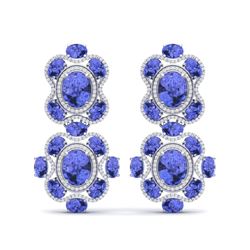 33.11 ctw Tanzanite & VS Diamond Earrings 18K White Gold