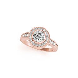 1.35 ctw Certified VS/SI Diamond Halo Ring 18K Rose Gold