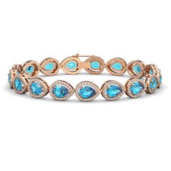16.59 ctw Swiss Topaz & Diamond Micro Pave Halo Bracelet 10K Rose Gold