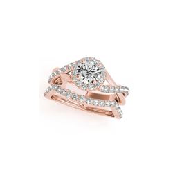 0.85 ctw Certified VS/SI Diamond 2pc Wedding Set Halo 14K Rose Gold
