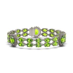 29.69 ctw Peridot & Diamond Bracelet 14K White Gold