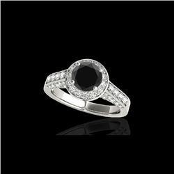 1.8 ctw Certified VS Black Diamond Solitaire Halo Ring 10K White Gold