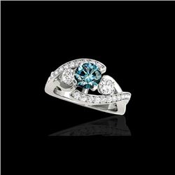 2.26 ctw SI Certified Fancy Blue Diamond Bypass Ring 10K White Gold