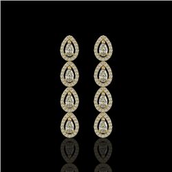 3.84 ctw Pear Cut Diamond Micro Pave Earrings 18K Yellow Gold