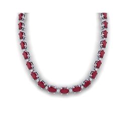 71.85 ctw Ruby & VS/SI Certified Diamond Eternity Necklace 10K White Gold