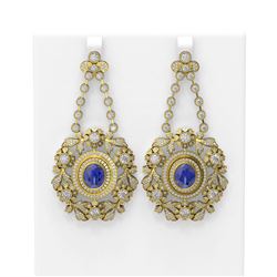 24.13 ctw Tanzanite & Diamond Earrings 18K Yellow Gold