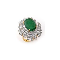 11.65 ctw Emerald & Diamond Ring 14K Yellow Gold