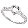 Image 1 : 10kt White Gold Round Diamond Heart Ring 1/8 Cttw