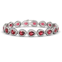 16.93 ctw Tourmaline & Diamond Micro Pave Halo Bracelet 10K White Gold