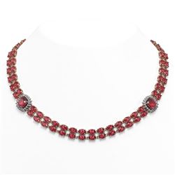 66.37 ctw Tourmaline & Diamond Necklace 14K Rose Gold