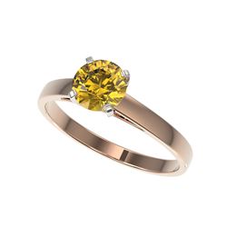 1.02 ctw Certified Intense Yellow Diamond Engagement Ring 10K Rose Gold