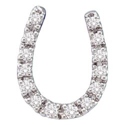 14kt White Gold Round Diamond Horseshoe Pendant 1/10 Cttw