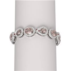 31.55 ctw Morganite & Diamond Bracelet 18K White Gold