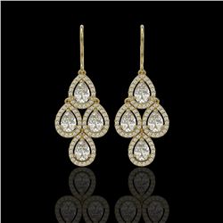 5.22 ctw Pear Cut Diamond Micro Pave Earrings 18K Yellow Gold