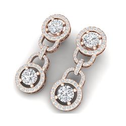 4 ctw Certified SI/I Diamond Halo Earrings 18K Rose Gold