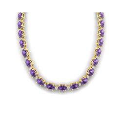 61.85 ctw Amethyst & VS/SI Diamond Eternity Necklace 10K Yellow Gold