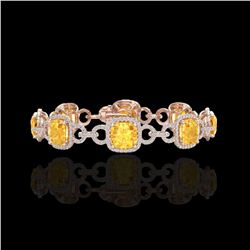 30 ctw Citrine & Micro VS/SI Diamond Certified Bracelet 14K Rose Gold