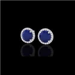 4 ctw Sapphire & Halo VS/SI Diamond Micro Pave Earrings 18K White Gold