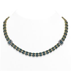 61.05 ctw London Topaz & Diamond Necklace 14K Yellow Gold
