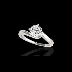 1 ctw Certified Diamond Bypass Solitaire Ring 10K White Gold