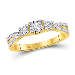 10kt Yellow Gold Round Diamond 3-stone Bridal Wedding Engagement Ring 1/3 Cttw