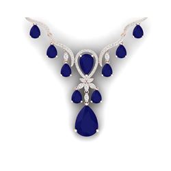 36.14 ctw Sapphire & VS Diamond Necklace 18K Rose Gold
