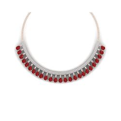 51.75 ctw Ruby & VS Diamond Necklace 18K Rose Gold