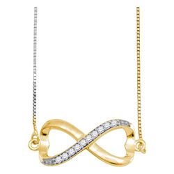 10kt Yellow Gold Round Diamond Infinity Pendant Necklace 1/10 Cttw