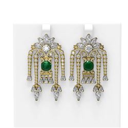 16.13 ctw Emerald & Diamond Earrings 18K Yellow Gold