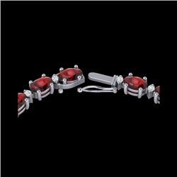 33 ctw Garnet & VS/SI Diamond Certified Eternity Necklace 10K White Gold