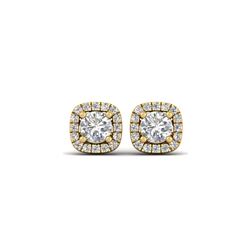 1.08 ctw Certified VS/SI Diamond Stud Halo Earrings 18K Yellow Gold