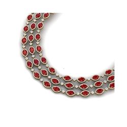 85.81 ctw Ruby & VS Diamond Necklace 18K Yellow Gold