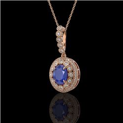 4.67 ctw Sapphire & Diamond Victorian Necklace 14K Rose Gold