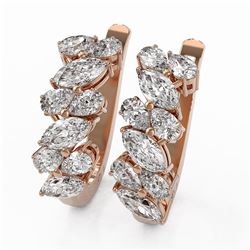 3.84 ctw Marquise and Pear Cut Diamond Earrings 18K Rose Gold