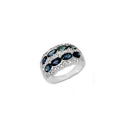 3.25 ctw Blue Sapphire & Diamond Ring 14K White Gold