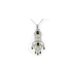 7.65 ctw Green Tourmaline & Diamond Necklace 18K White Gold