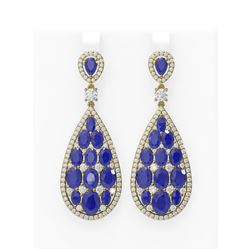 27.47 ctw Sapphire & Diamond Earrings 18K Yellow Gold