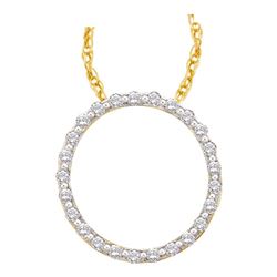 14kt Yellow Gold Round Diamond Circle Outline Pendant 1/2 Cttw