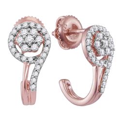 10kt Rose Gold Round Diamond J Hoop Earrings 1/3 Cttw