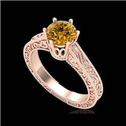 1 ctw Intense Fancy Yellow Diamond Art Deco Ring 18K Rose Gold