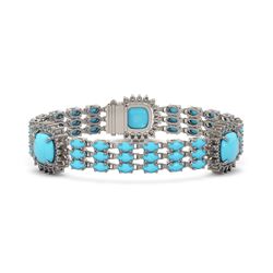 29.32 ctw Turquoise & Diamond Bracelet 14K White Gold