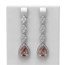 8.44 ctw Morganite & Diamond Earrings 18K White Gold